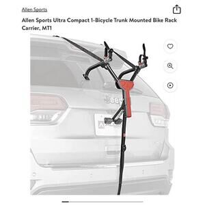 Allen Sports Ultra Compact 1-Bicycle Trunk Mounted Bike Rack Carrier, MT1